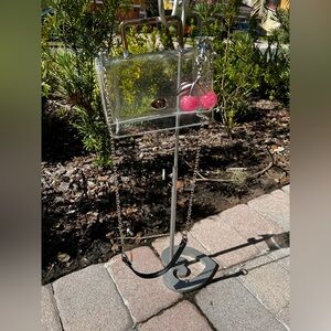 Clear Acrylic stadium approves Crossbody Bag with Pink Cherry Charm